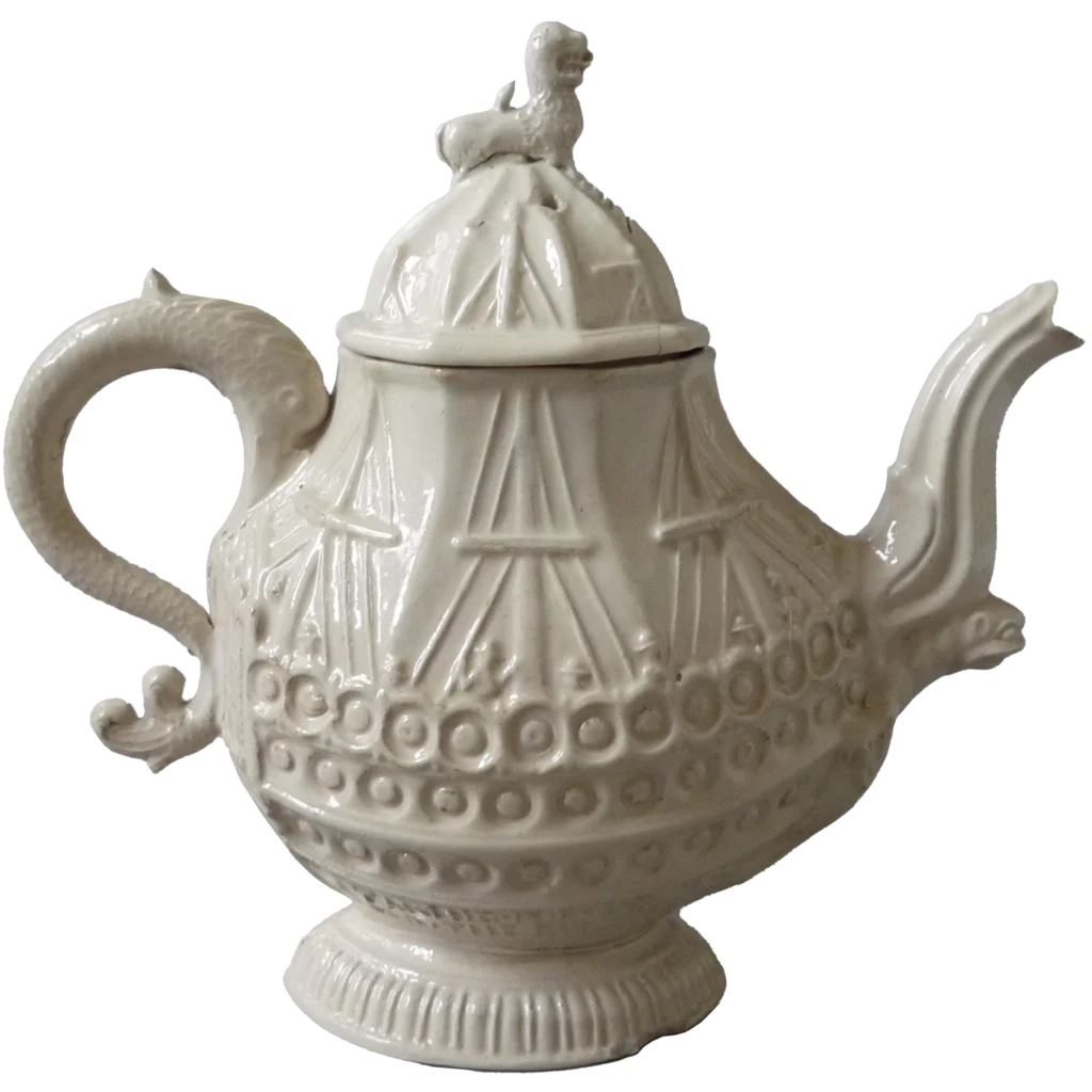 1739 admiral vernon salt-glazed white stoneware teapot