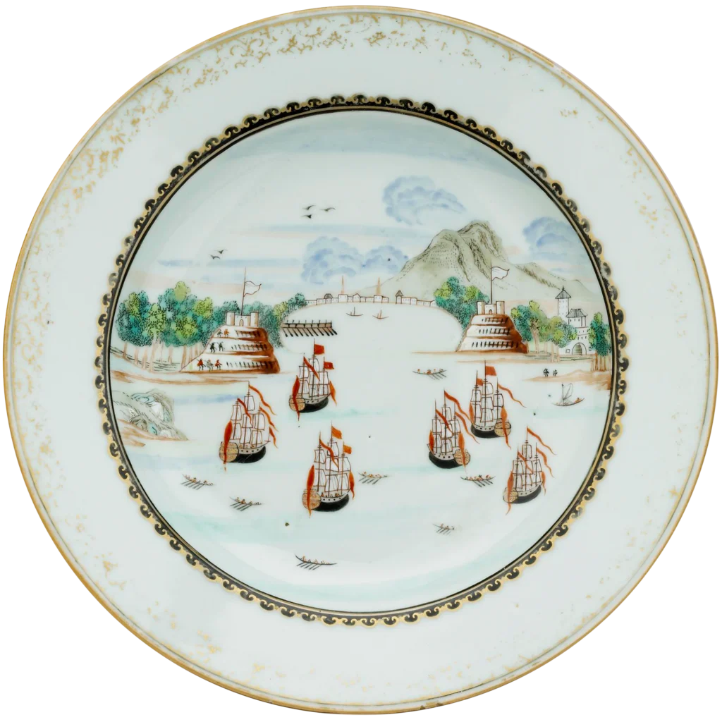 1740 the taking of porto bello porcelain plate